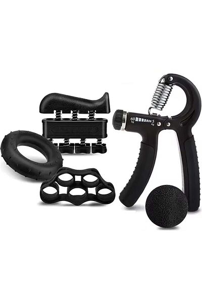 PUFO Set flexor cu 4 accesorii pentru antebraț și relaxare antistres, negru