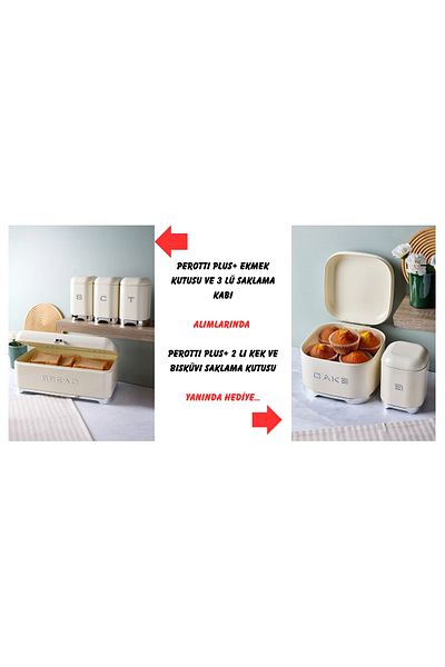 GUNES ZUCCACIYE Perotti Plus+ Bread Box and 3-Piece Storage Container + 2-Piece Cake and Biscuit Storage Box