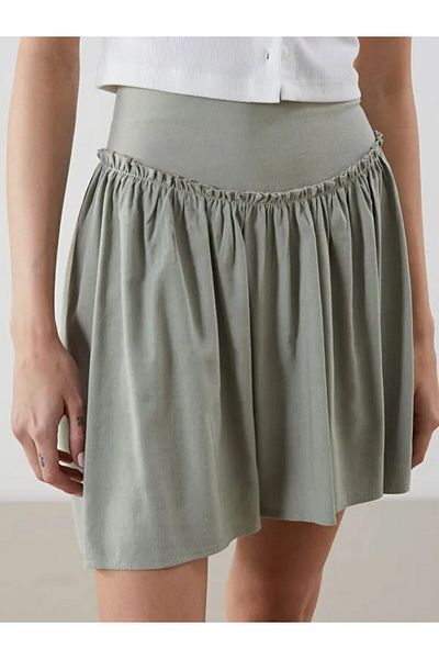 soBasic Fusta scurtă din bumbac cu corset și detaliu cu șnur