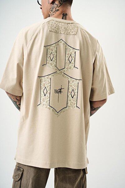 Respire Ανδρικό μπλουζάκι Eight Printed Oversize Beige