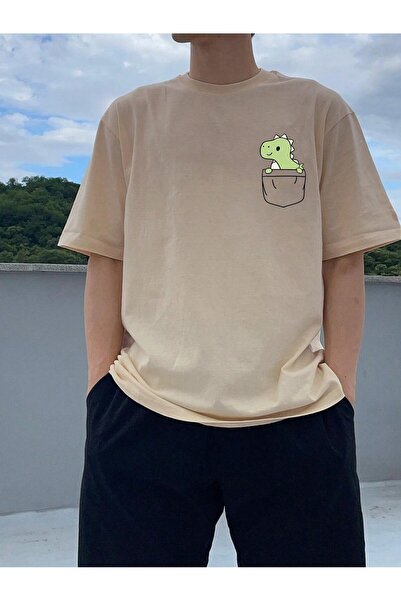 EYAX MODA Tricou pentru bărbați Yakada Mini cu imprimeu cu dinozauri drăguți