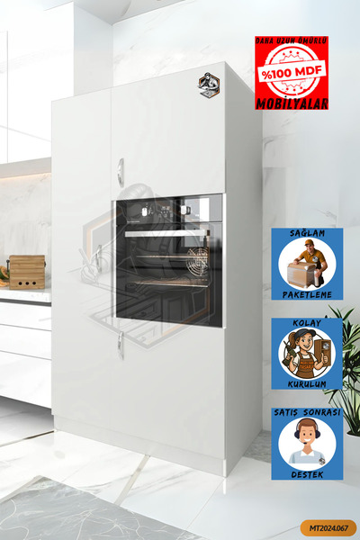 Mobilyanı Tasarla Tamamı Mdf Maxi Ankastre Fırını Dolabı 3 Kapaklı Çok Amaçlı...