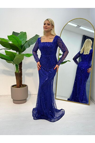 E&A Eren Abiye Kol detaylı askılı pul payet işlemeli abiye