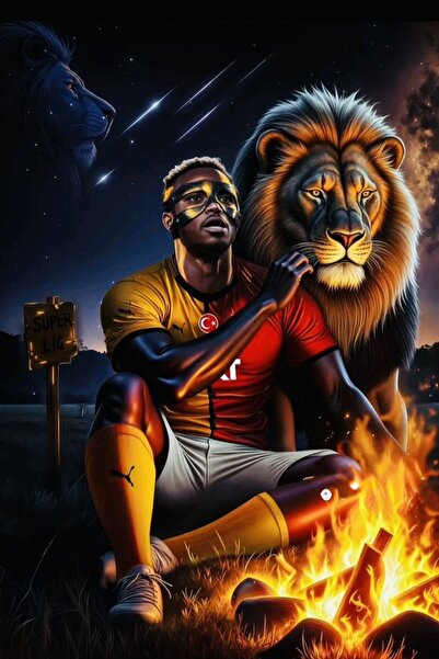 Organik Yolda ملصق الأسد والنار، يلتصق على جميع الأسطح، (15 × 21 سم).