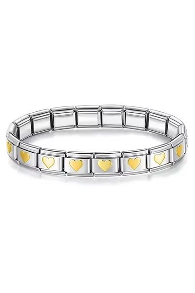 VLM AKSESUAR Heart Steel Italian Charm Bracelet