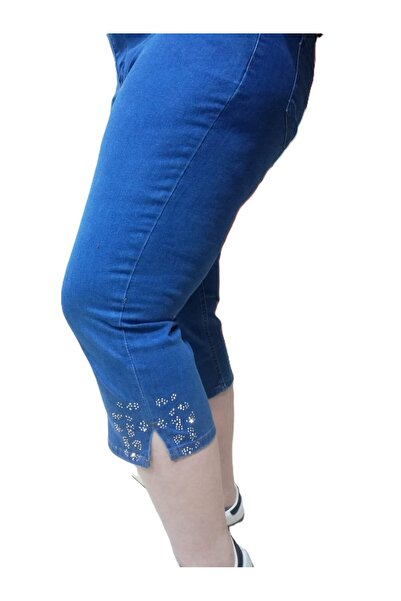 HaiModa Kadın Büyük Beden Bel Lastikli Anne Kot Kapri