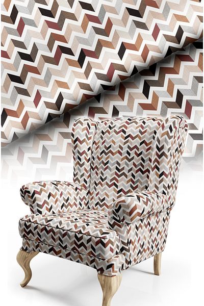 CANİLA Digital Printed Upholstery Sofa Fabric with Zigzag Modern Pattern