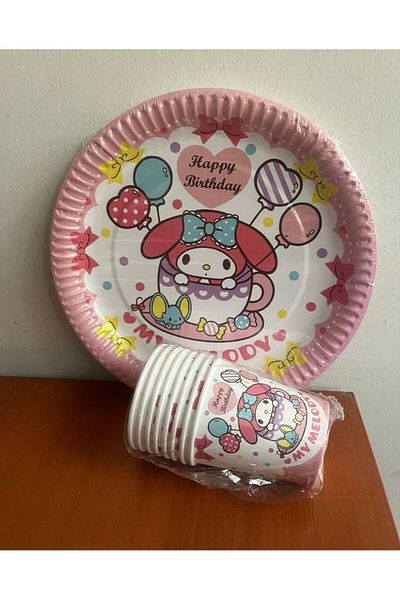 AKTEZ-EL My Melody Themed Paper Plate - Cup 8 Pack