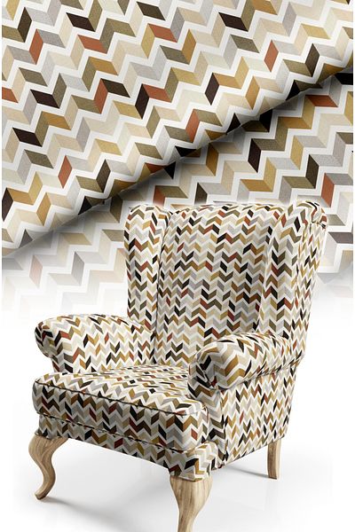 CANİLA Digital Printed Upholstery Sofa Fabric with Zigzag Modern Pattern