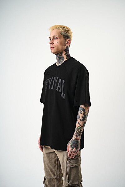 Respire Чоловіча футболка Oversize з принтом Revival, чорна