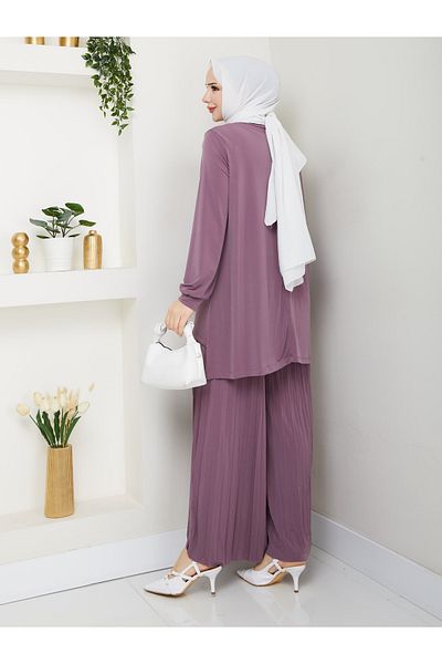 butik hira Women's Sandy Fabric Comfortable and Stylish Pleated Suit