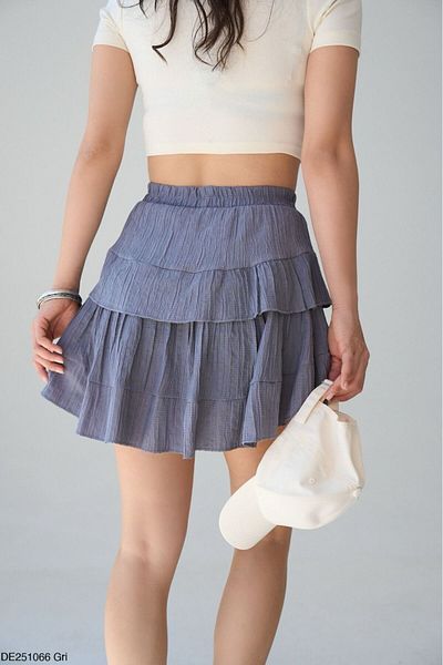 Lupies Women's Gray Flounce Shorts Skirt