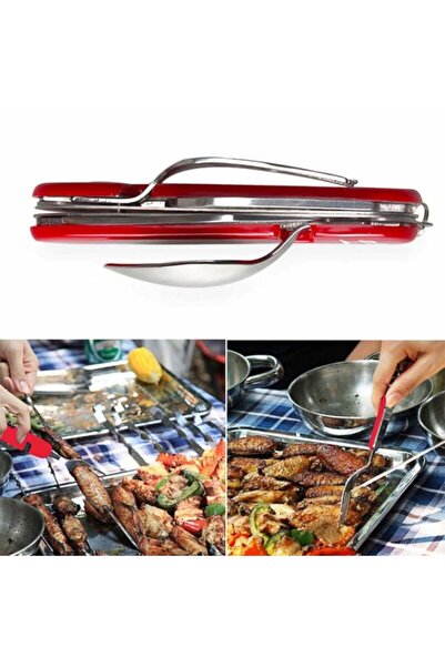 PUFO Multifunctional camping knife 8 in 1, with spoon and fork, 19 cm