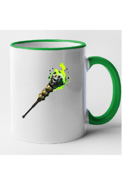 OEM Cană personalizată cu mâner verde Fortnite - Târnăcop Staff of Doom, INOVATIX®. 330 ml