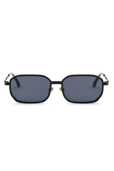 Angel Eyes Rectangle Design Black Frame Black Glass Women&Men Sunglasses
