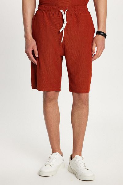 Tudors Men's Standard Fit Cotton Jacquard Printed Crew Neck Waist Lace up Tile Shorts Set