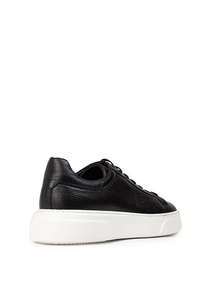 Deery Men's Genuine Leather Black Sneaker Shoes