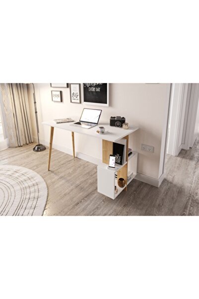 lagomood Side Çalışma Masası Beyaz & Meşe