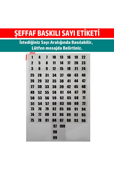DİJİTAL BARKOD Sayı Etiketi Şeffaf Numaratör Seri Numara Envanter, Sayı Stick...
