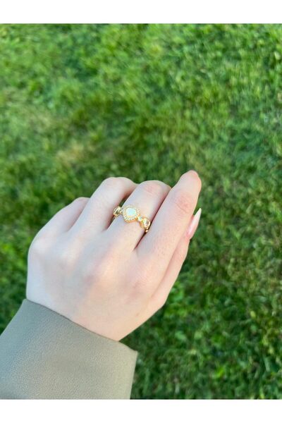 Glowy&Co. خاتم أمورا هارت من الفولاذ المقاوم للصدأ باللون الذهبي