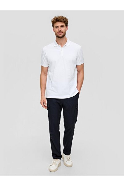 s.Oliver Men's polo shirt, cotton, Regular Fit, logo, White, L