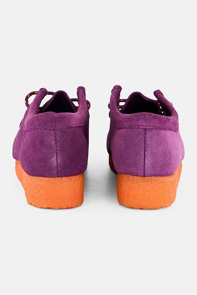 CLARKS Women Standard Wallabee Lace Up Suede Shoes, Purple