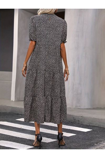 JANES Rochie midi cu trei straturi cu model leopard pentru femei