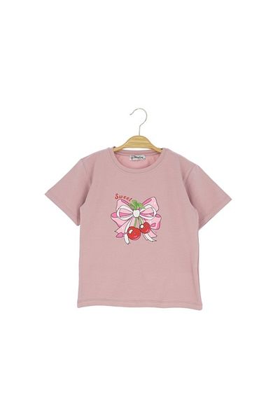 Atabay Kids Atabay 85-04-25 Girl's Tshirt Bow Cherry Printed 2/6 Years