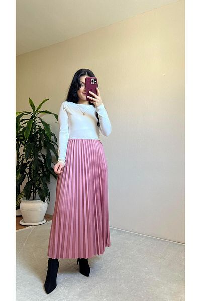STEALLE MODA GİYİM Ελαστική φούστα με πλισέ μέση-1064