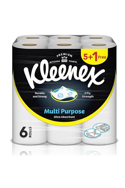 Kleenex 2-Ply Multi-Purpose Kitchen Paper Towels, 6 Rolls x 40 Sheets, Absorbent Towels for All Surfaces