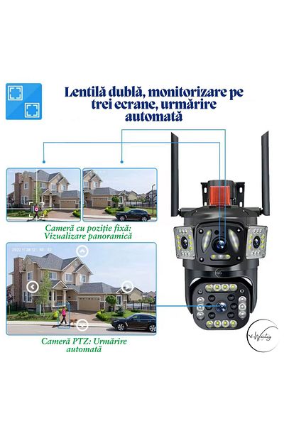 e-Wantay e-Wantay® Vision 355° Surveillance Camera, Wi-Fi, Full HD, PTZ, Night Vision, 64GB Card