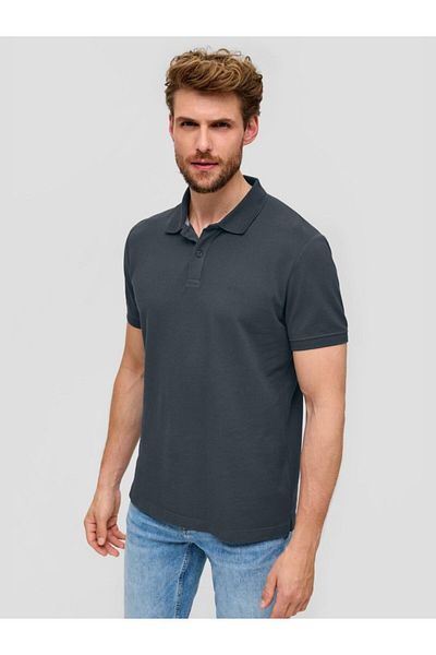 s.Oliver Men's Polo Shirt, Cotton, Regular Fit, Logo, Anthracite Grey, L