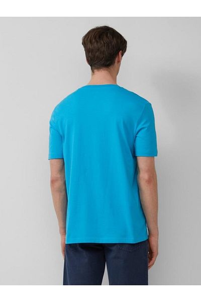 s.Oliver Tricou bărbătesc cu guler rotund din bumbac, croială regulată, albastru deschis, L
