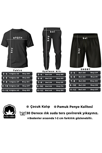 uyguntarz Children's Ataturk Design Printed Tshirt Tracksuit Set