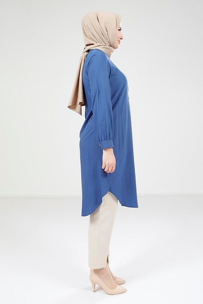 Beyza Tunica de culoare indigo 9333