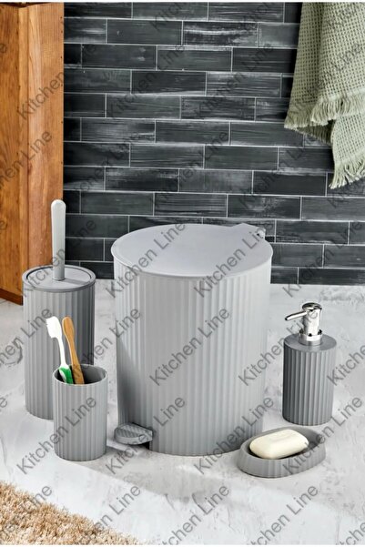 Kitchen Line PEDAL, PRUGASTI OKRUGLI MODEL, 5-DELIČNI KUPAONSKI SET, SIVI