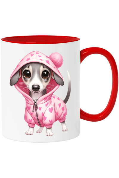 StoryGift Romania Cana Cu Un Catelus Care Are Un Hanorac Cu Inimioare | Ilust...