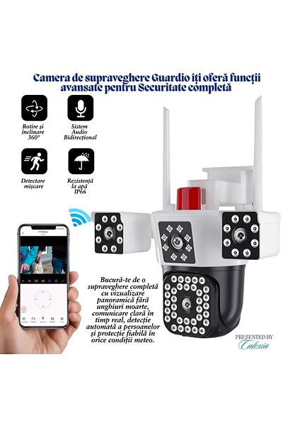 e-Wantay Guardio 5 in 1 Surveillance Camera, 4G/LAN, Full HD, 360°, Audio, Night Vision, 64GB Card, IP66