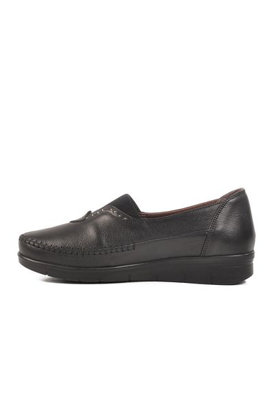 WALKWAY 42637 Z Black Genuine Leather Women's Casual Shoes