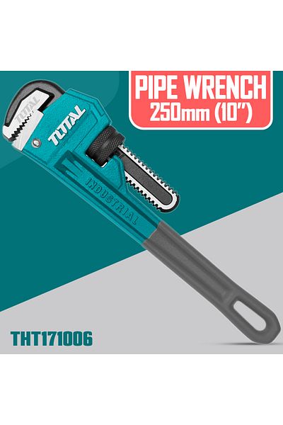 TOTAL Industrial Pipe Wrench 250mm, 10 Inch- Heavy Duty Adjustable Plumbing Tool with Grip- THT171006