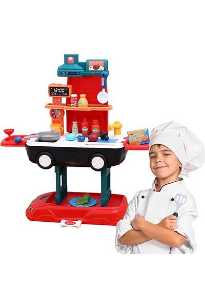 Smartwood 2-in-1 kitchen toy with 34 accessories, which turns into a car, multi-colored, Smartwood