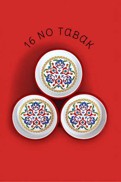 İnci Emaye 16 cm 3 Piece Enamel Plate Single Coffee Plate, Serving Plate Snack Plate, Gift,