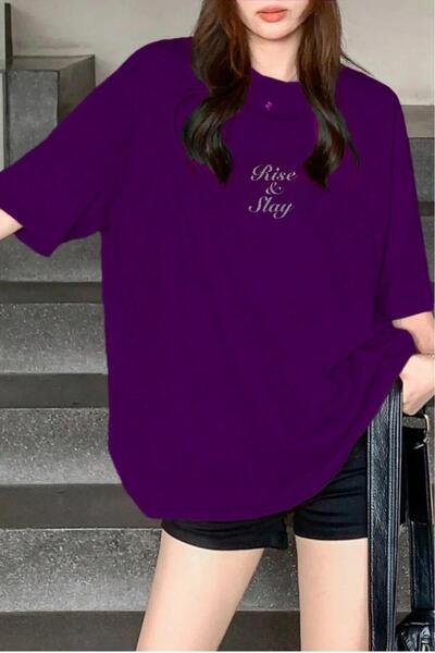NO 601 Tricou oversize pentru femei Purple Rise&slay Sim Printed Wide Fit