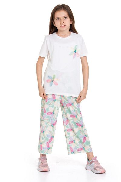 CiciTime Çocuk Modası New Season Girl's Daisy Embroidered Short Sleeve Set