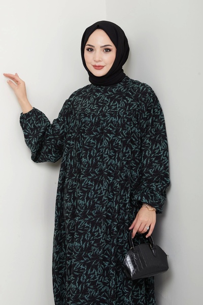 Moda MSK Stylish and Comfortable Robe Large Size Viscose Mother's Dress Green