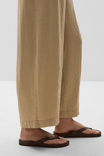 Oysho 100% linen barrel trousers