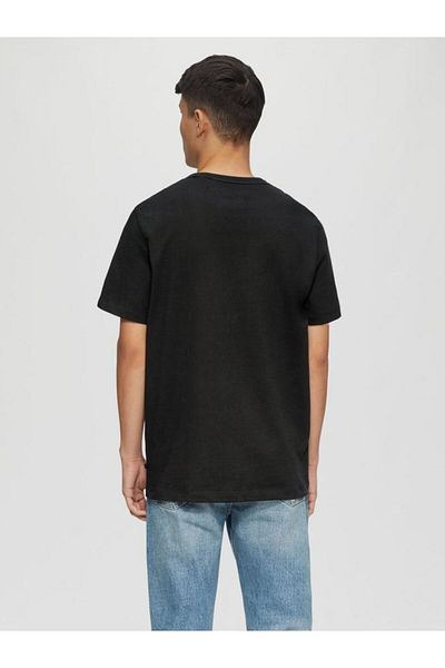 s.Oliver Men's Crew Neck T-shirt, Cartoon Print, Regular Fit, Black, L