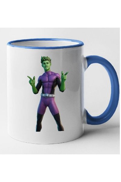OEM Cană personalizată cu mâner albastru Fortnite - Beast Boy, INOVATIX®. 330ml
