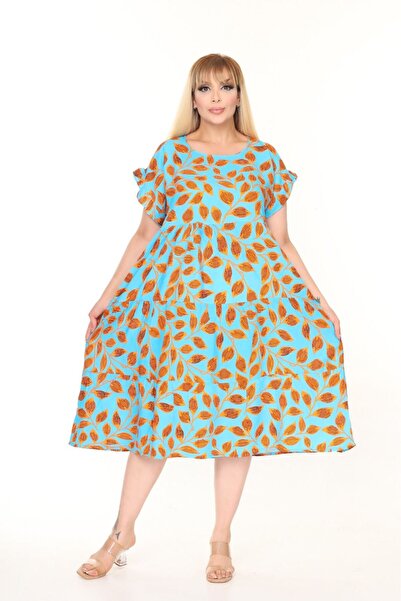 mervemoda Women's Large Size Sleeveless Summer Dress