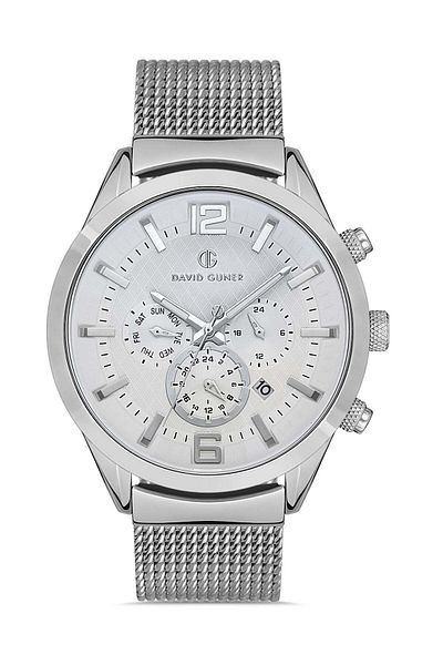 DAVID GUNER Men's Wristwatch with Silver Coated White Dial - Dg-8368Gc-A1